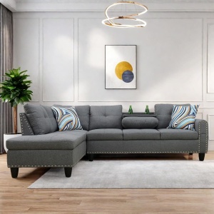 ChicFurnit Sectional Couch with Modern Nailhead Lounge Sofa